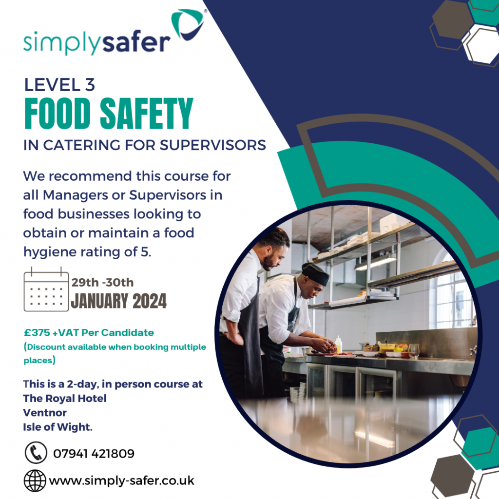 Food Safety Level 3 training 2 days Simply Safer